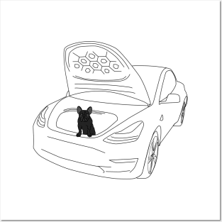 French Bulldog Puppy in a Tesla Model 3 Frunk Posters and Art